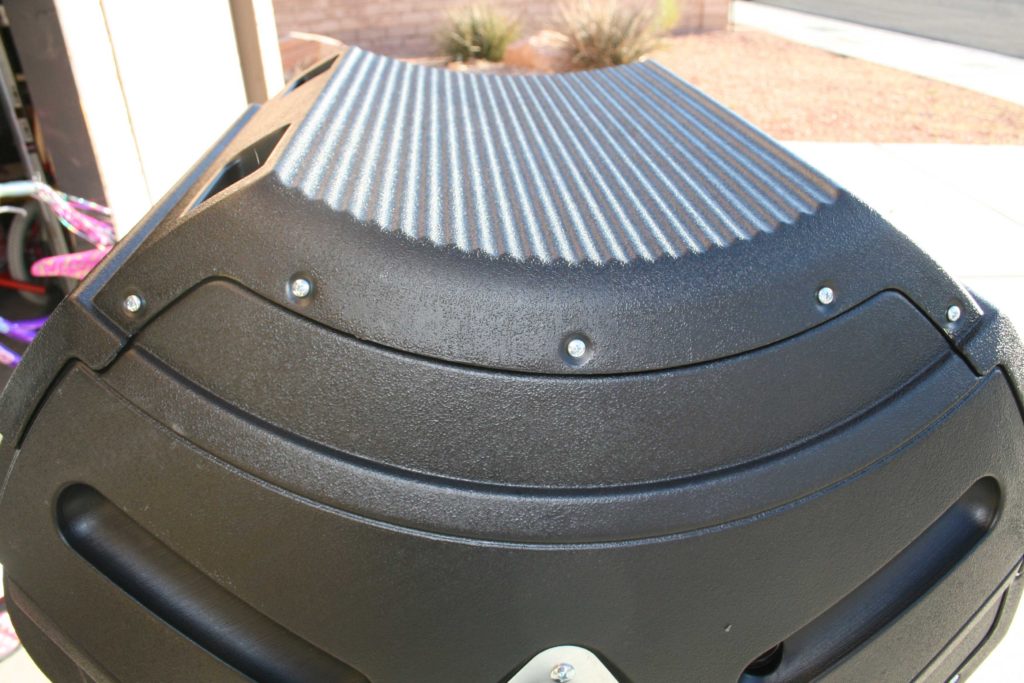 One side attached to the compost tumbler
