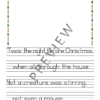 'Twas the Night Before Christmas print handwriting practice